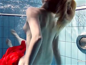 super-steamy ash-blonde Lucie French teenager in the pool