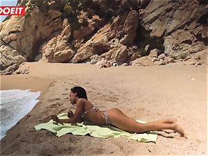 LETSDOEIT - hot ebony teenager boned rock-hard At The Beach